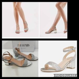 Sliver glittery ankles sandals